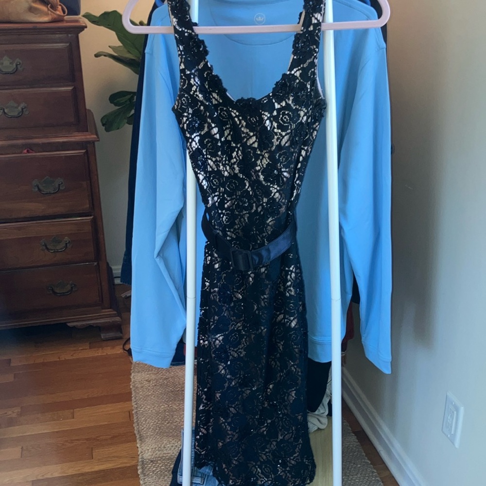 Elegant Black Lace Sequin Dress